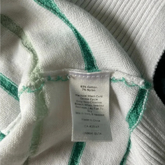 Talbots Small Petite Striped V Neck Cotton Blend 3/4 Sleeve Lightweight Sweater - Picture 5 of 5